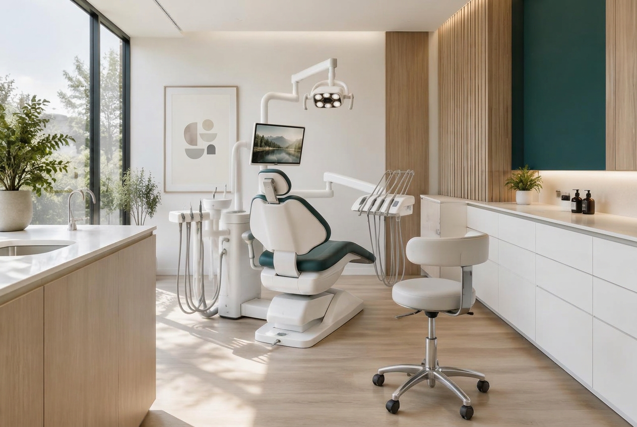 Consultório odontológico moderno e iluminado da Odonto Vitta